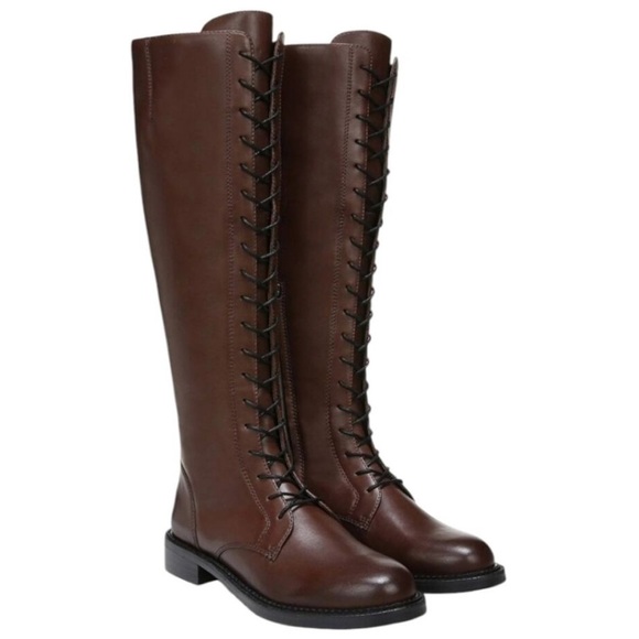 Sam Edelman | Women’s Nance Lace Up Tall Brown Leather Boots Size 8.5 NWOB - Picture 1 of 8